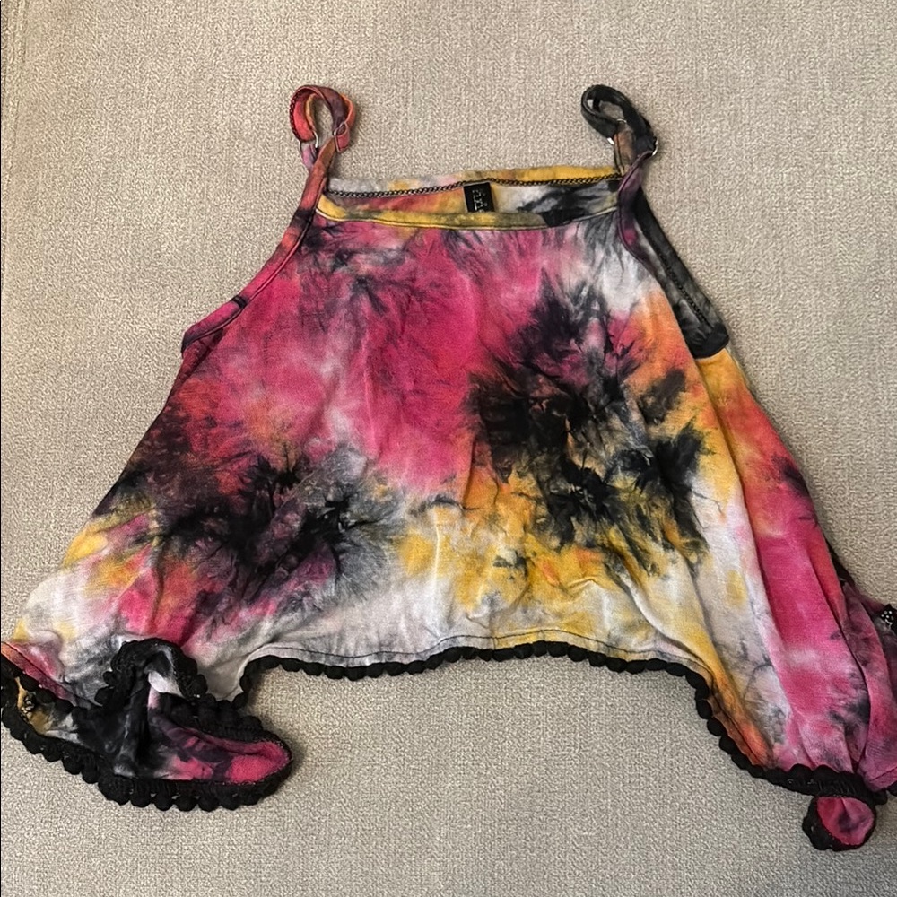 Pixie Lane Tie-Dye Tank Top with Lace Trim
